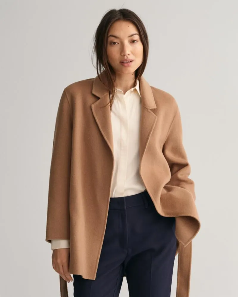 Gant Apparel S Women's Handstitched Belted Blazer Iterations Brown Reg