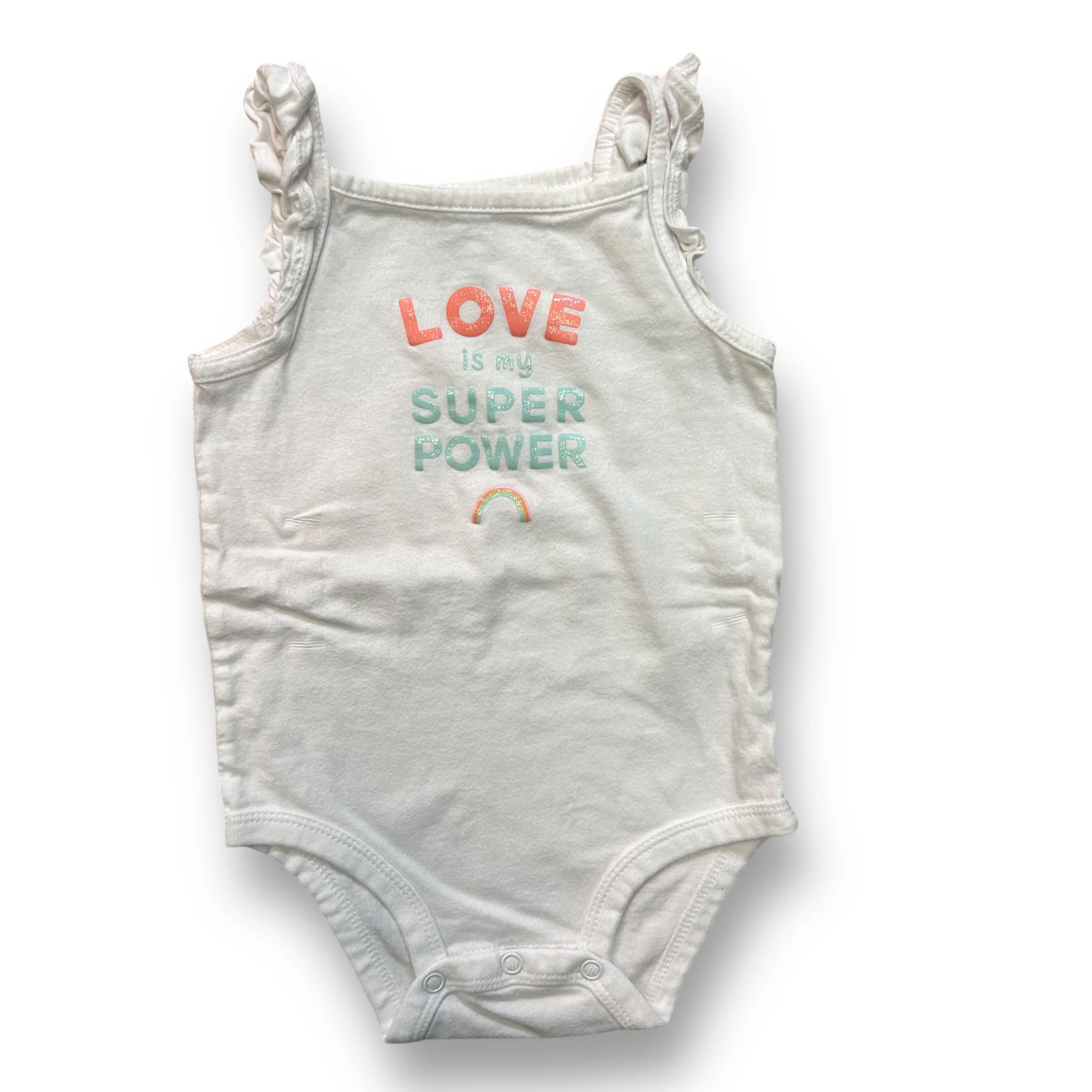 Girls Carter's Size 12 Months White Spaghetti Strap Snap Bottom Bodysuit