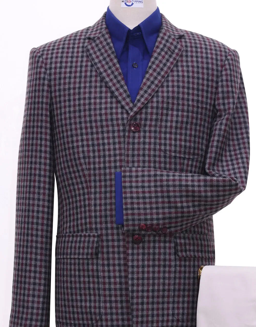 Grey Gingham Check Tweed Jacket Size 38R