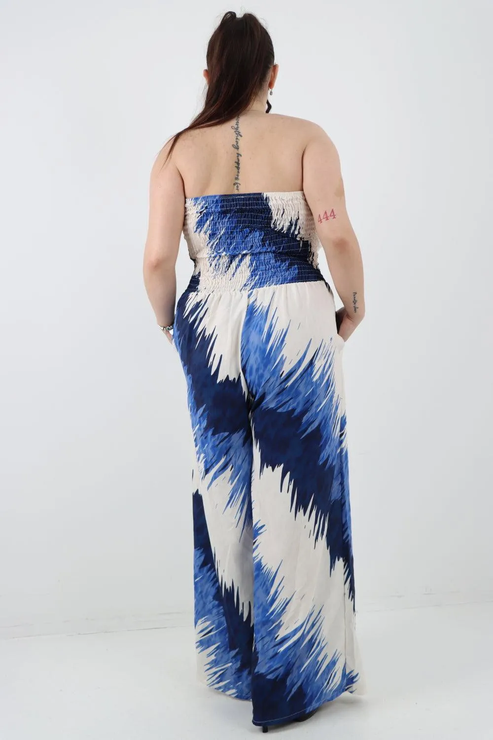 Halter Neck Side Pockets Tie Dye Jumpsuit