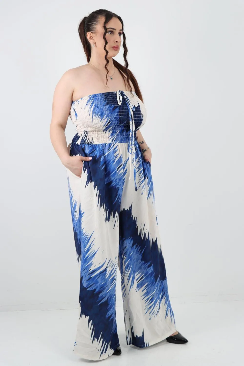 Halter Neck Side Pockets Tie Dye Jumpsuit