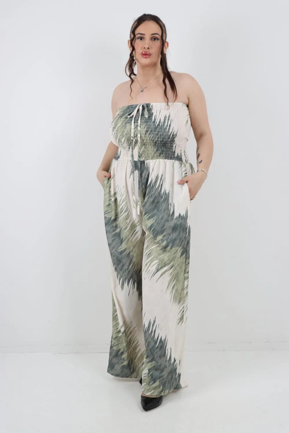 Halter Neck Side Pockets Tie Dye Jumpsuit