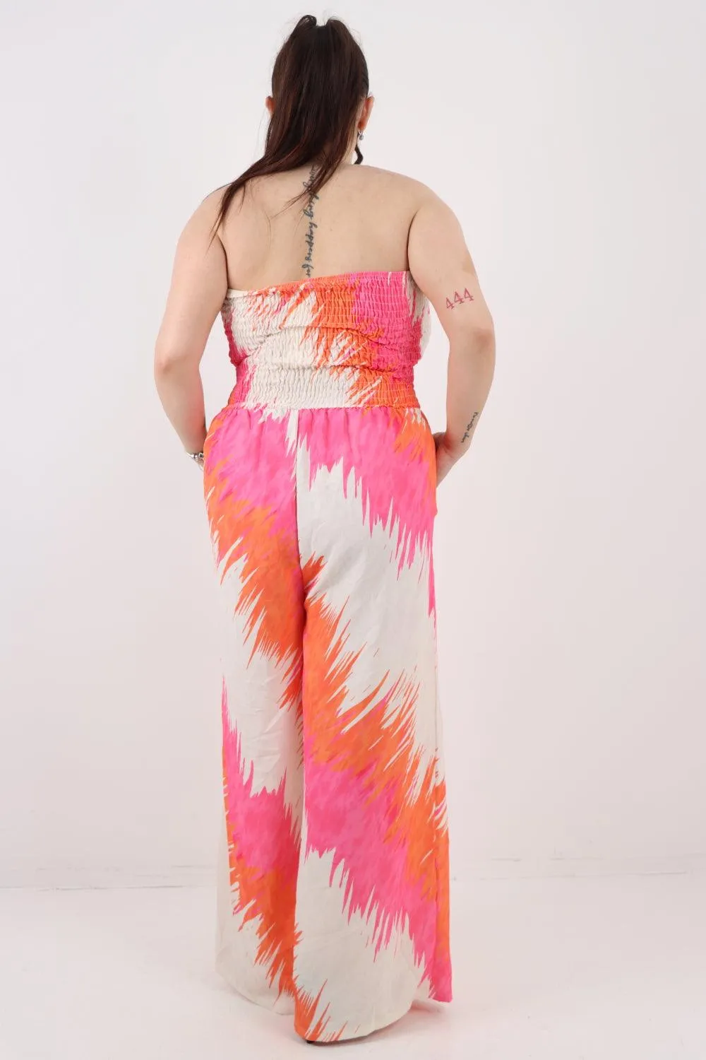 Halter Neck Side Pockets Tie Dye Jumpsuit