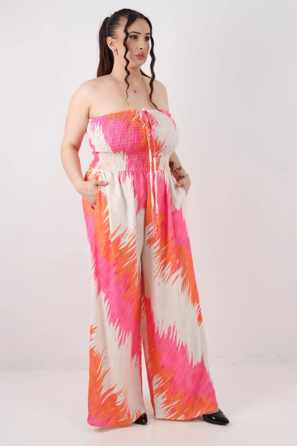 Halter Neck Side Pockets Tie Dye Jumpsuit