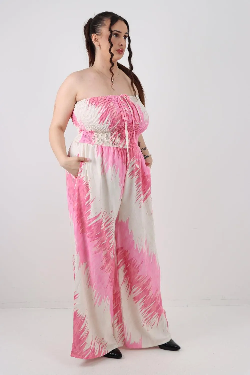 Halter Neck Side Pockets Tie Dye Jumpsuit