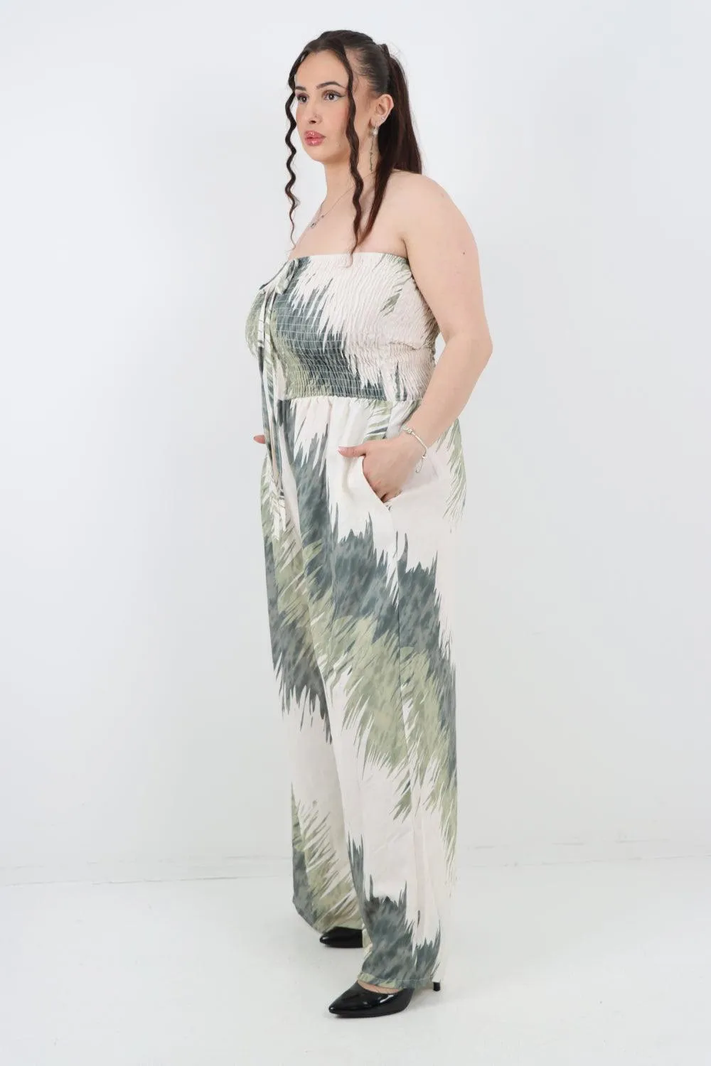 Halter Neck Side Pockets Tie Dye Jumpsuit