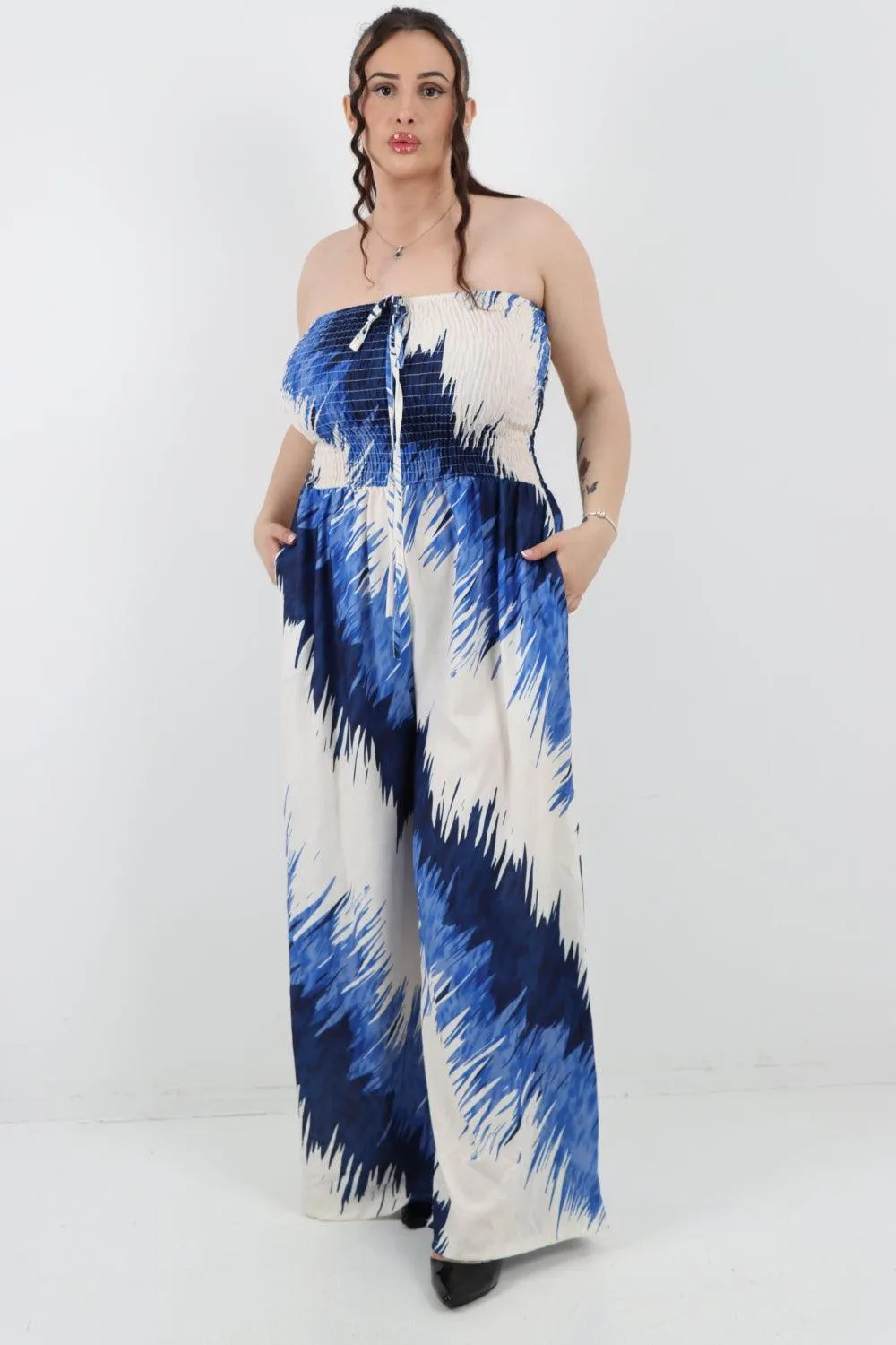 Halter Neck Side Pockets Tie Dye Jumpsuit