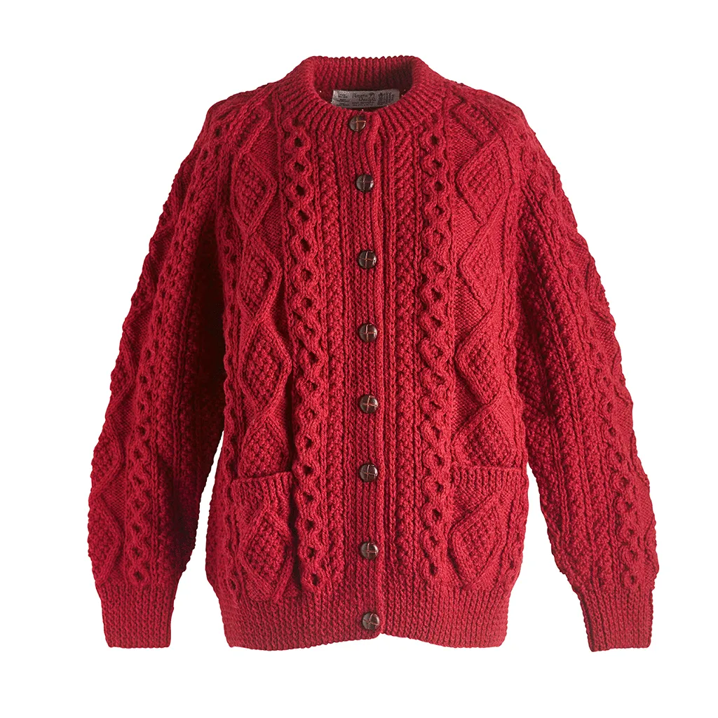 Hand Knit Crew Neck Cardigan