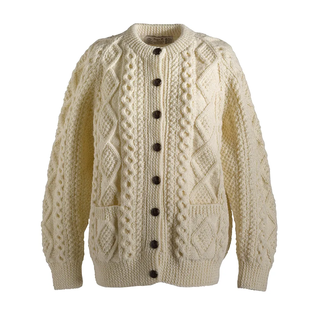 Hand Knit Crew Neck Cardigan