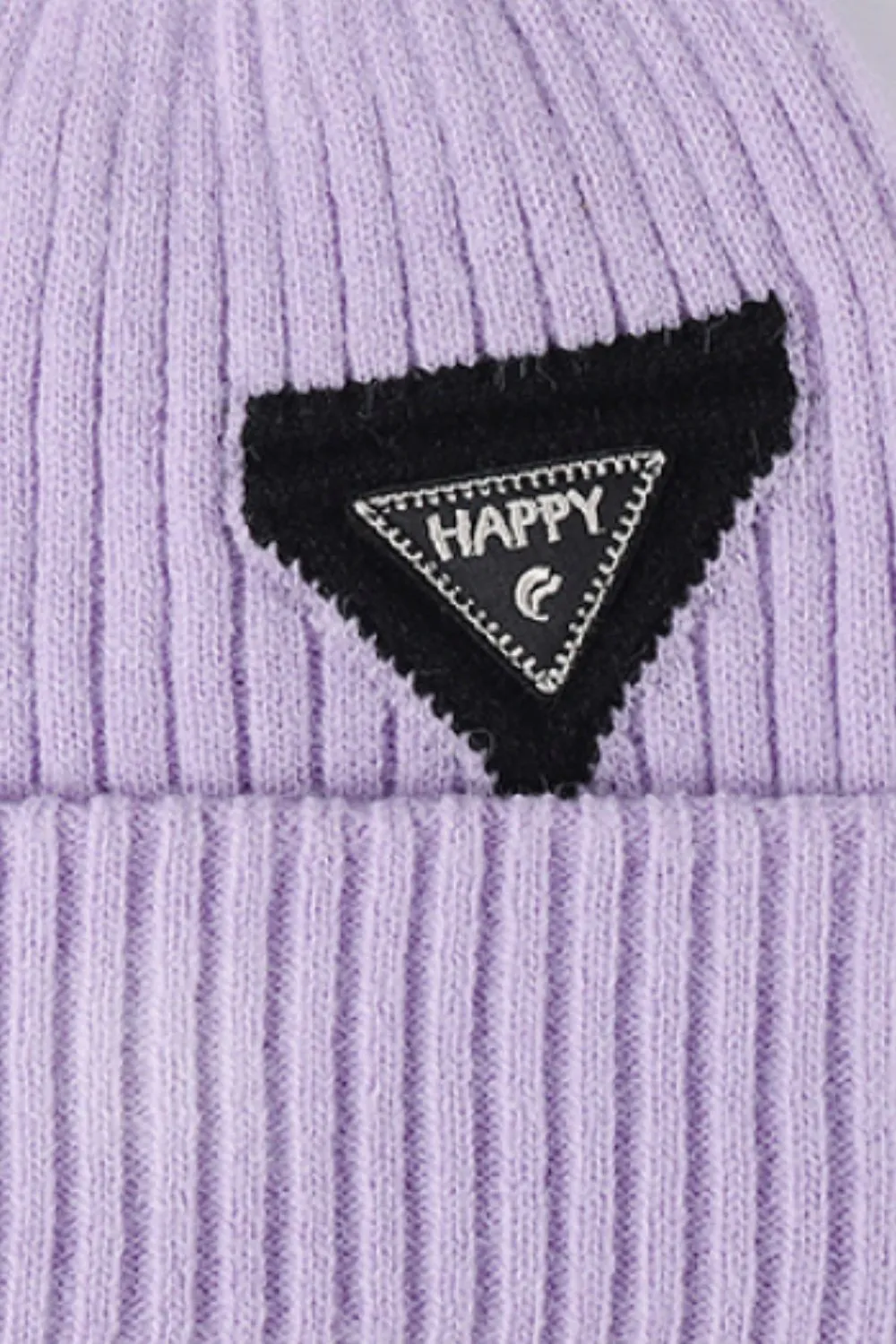 HAPPY Beanie Color Contrast Toboggan Hat Ribbed Knit Warm Winter Skull Cap