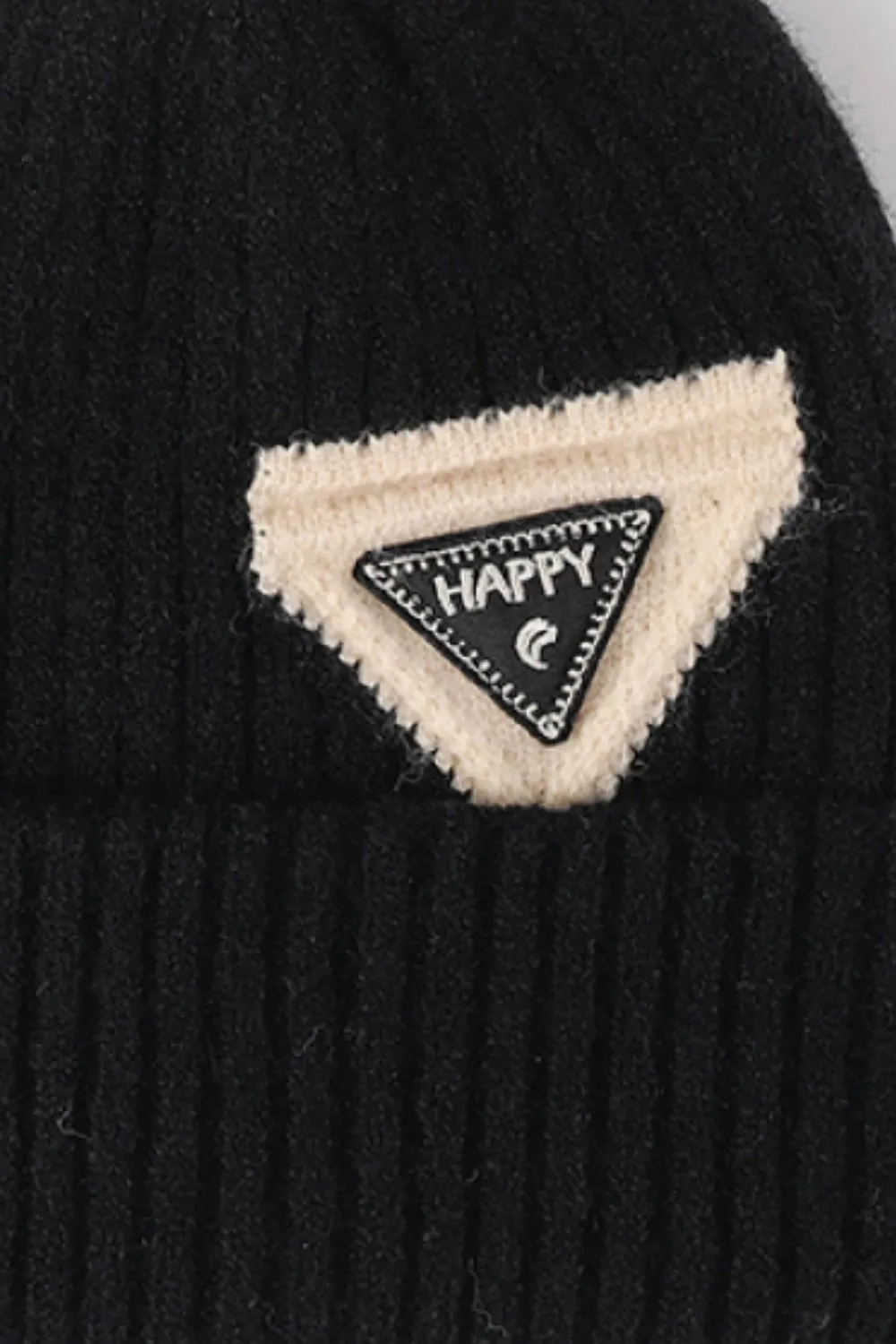 HAPPY Beanie Color Contrast Toboggan Hat Ribbed Knit Warm Winter Skull Cap