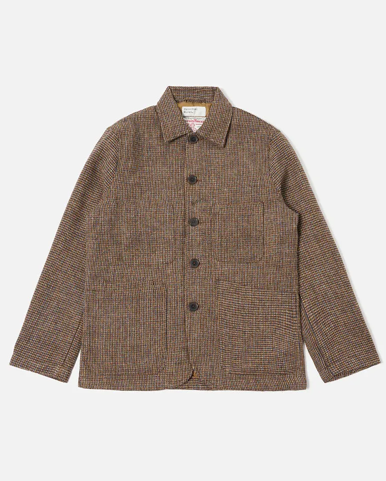 Harris Tweed Plaid Bakers Jacket Brown Plaid