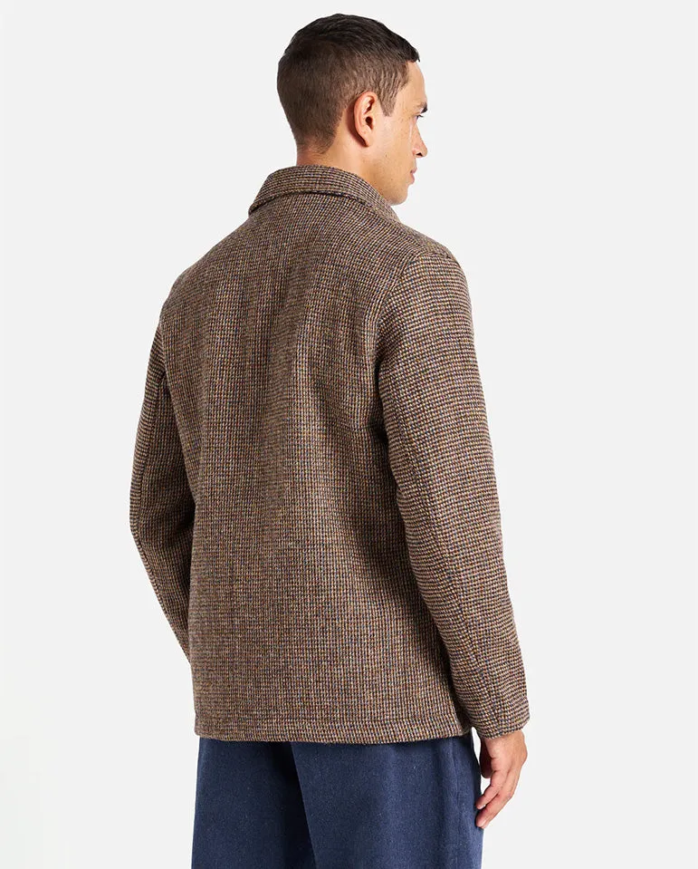 Harris Tweed Plaid Bakers Jacket Brown Plaid