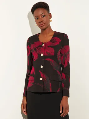 Heritage Fit Floral Button-Front Knit Jacket