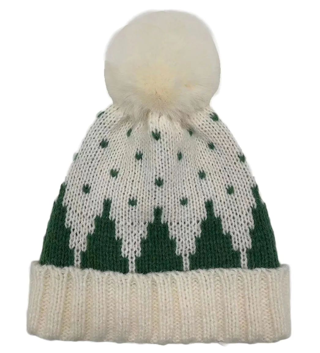 Holiday Winter Knit Hat with Pom Pom *red or green