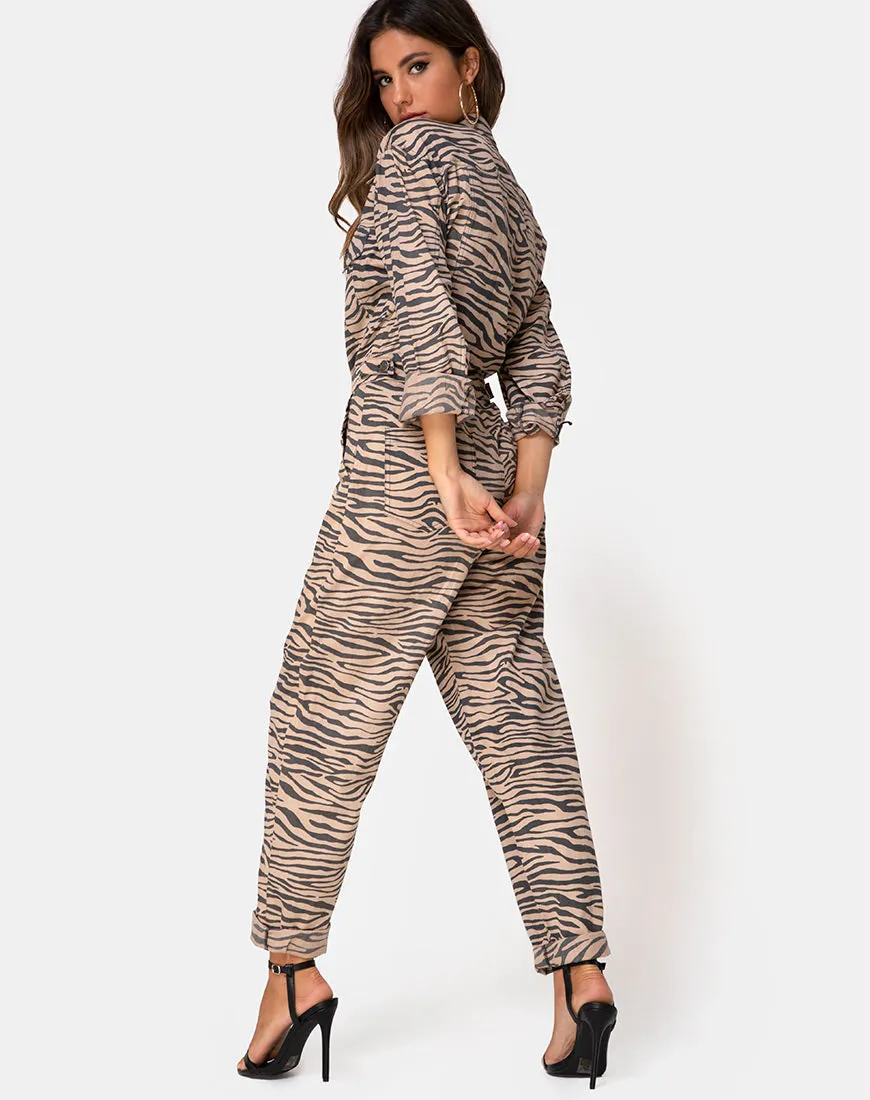 Jampa Jumpsuit in Zip's Zebra Taupe