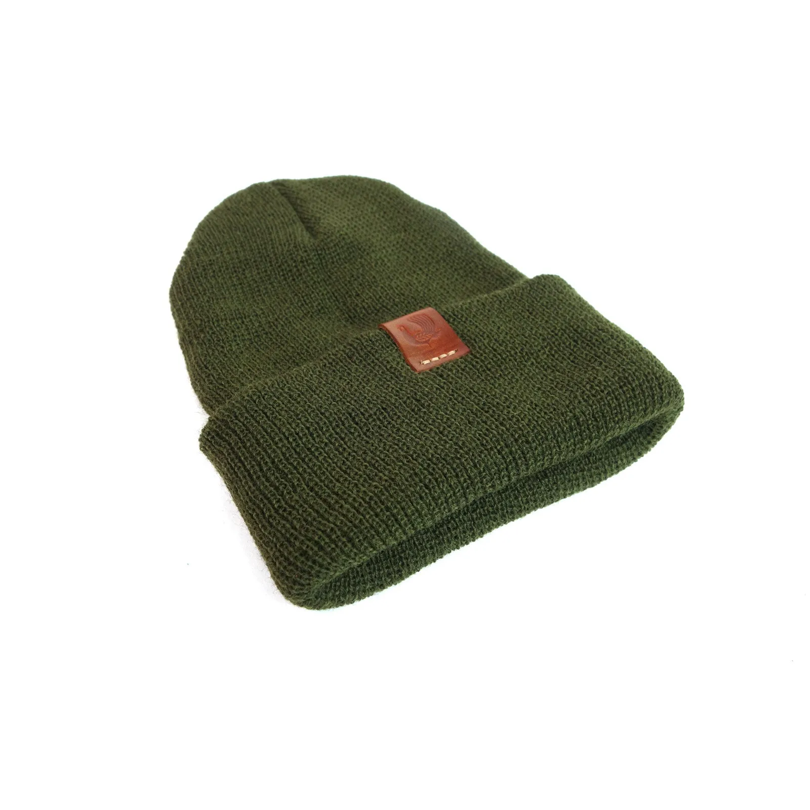 Knit Acrylic Watch Cap - Olive