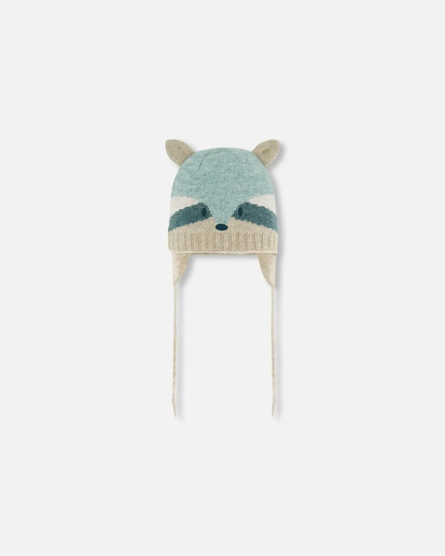 Knit Hat With Ears Racoon Face