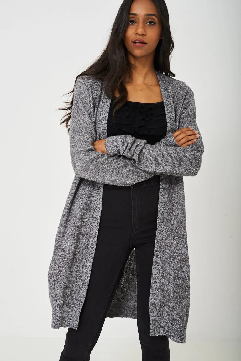 Knitted Long Cardigan in Grey