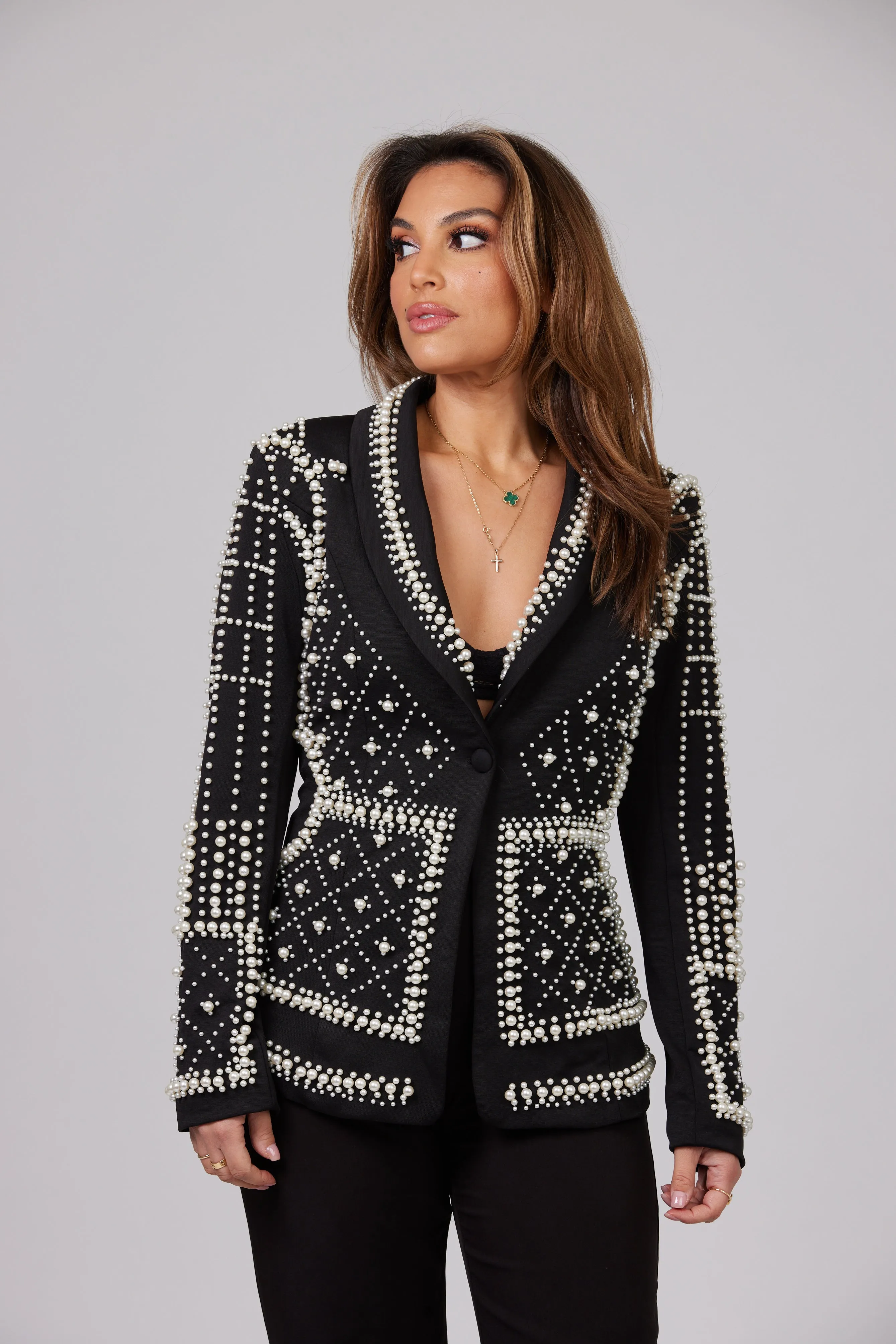 LA PERLA EMBELLISHED BEADED BLAZER