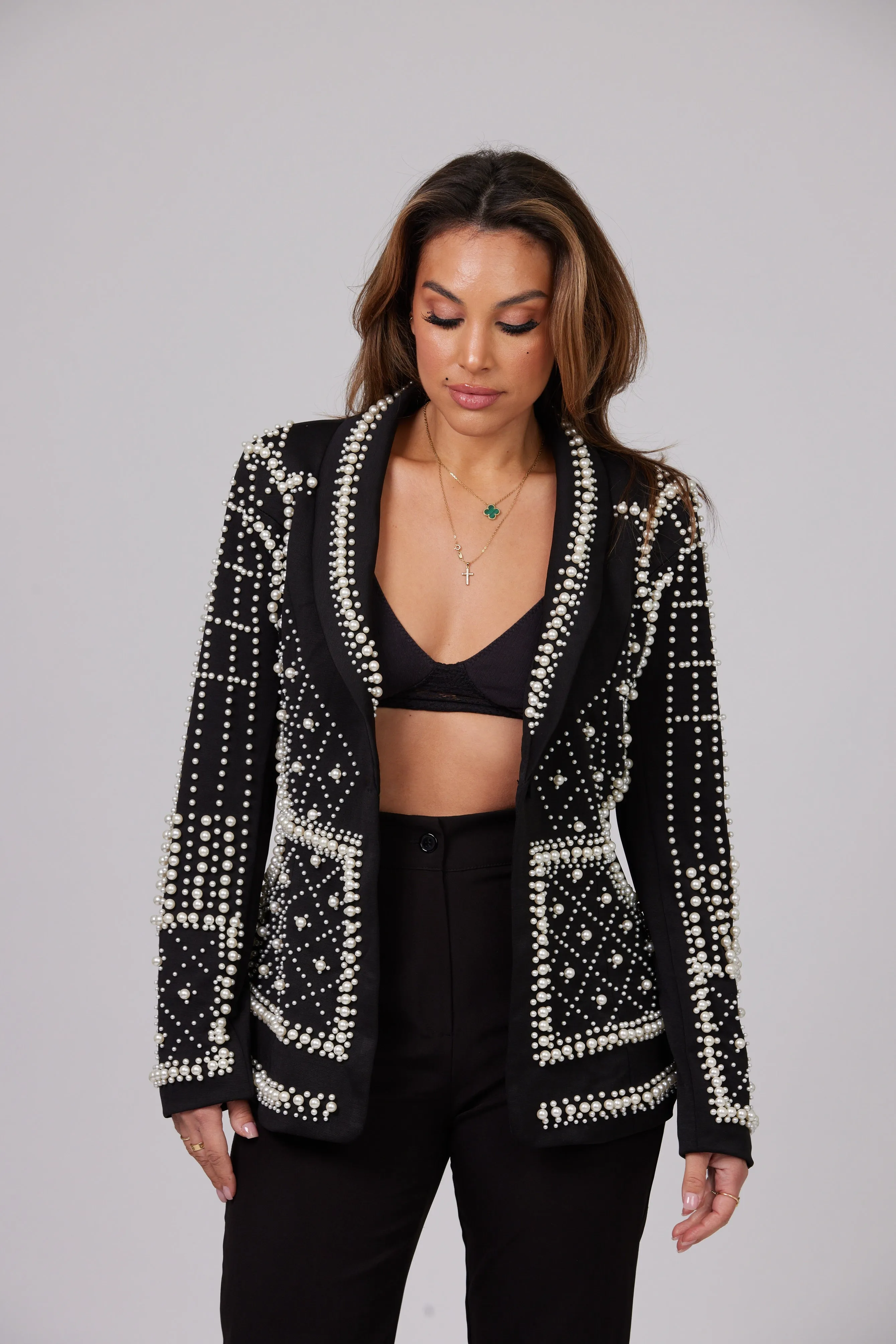 LA PERLA EMBELLISHED BEADED BLAZER