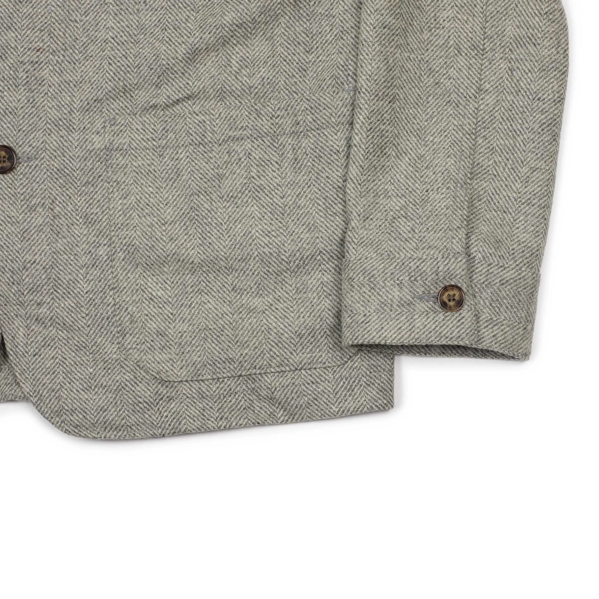 Labura chore coat in grey and cream herringbone brushed wool