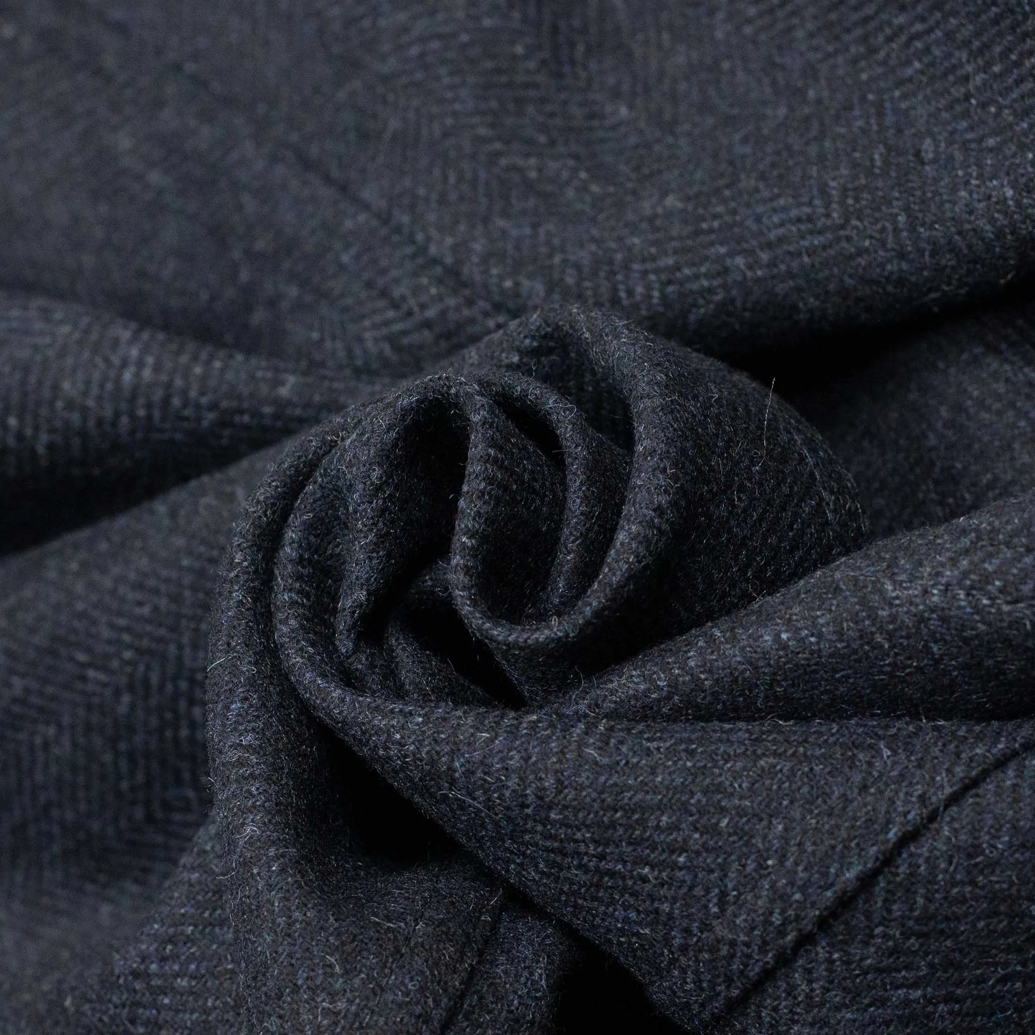 Labura chore coat in navy herringbone brushed virgin wool