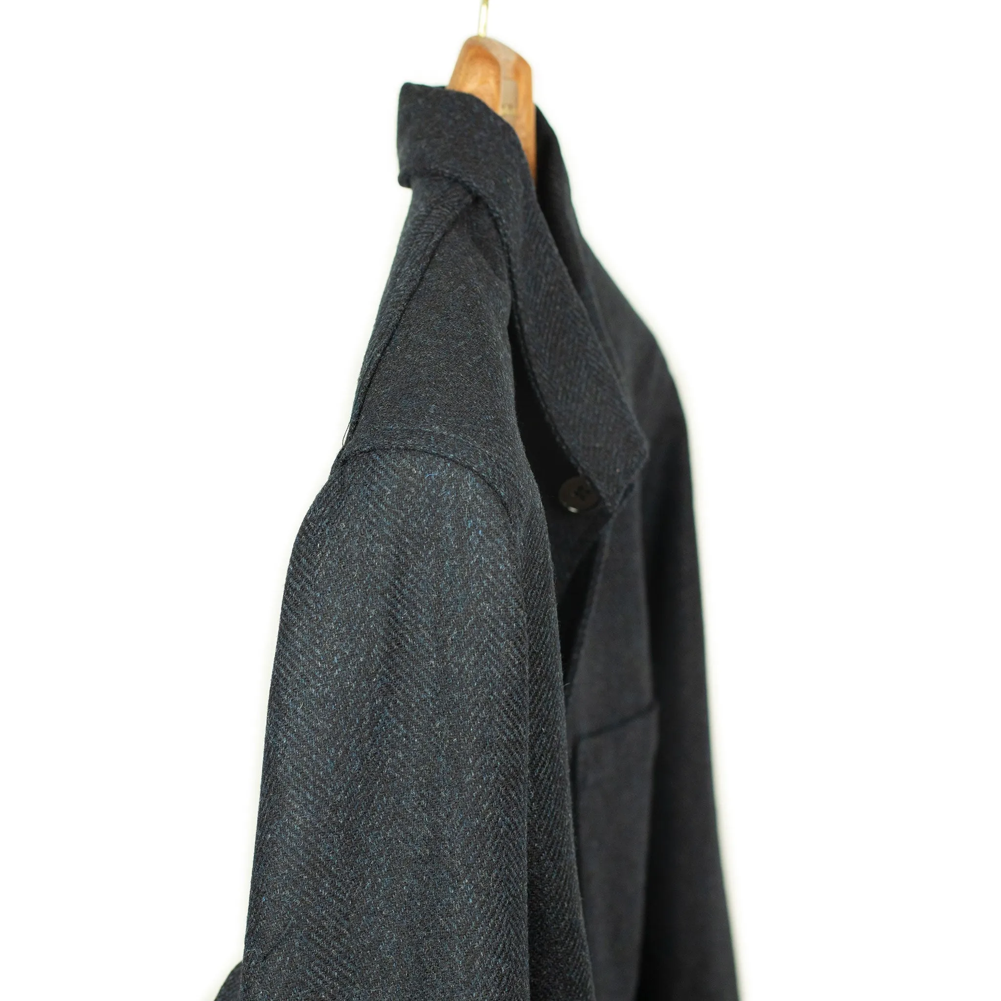 Labura chore coat  in navy herringbone brushed wool