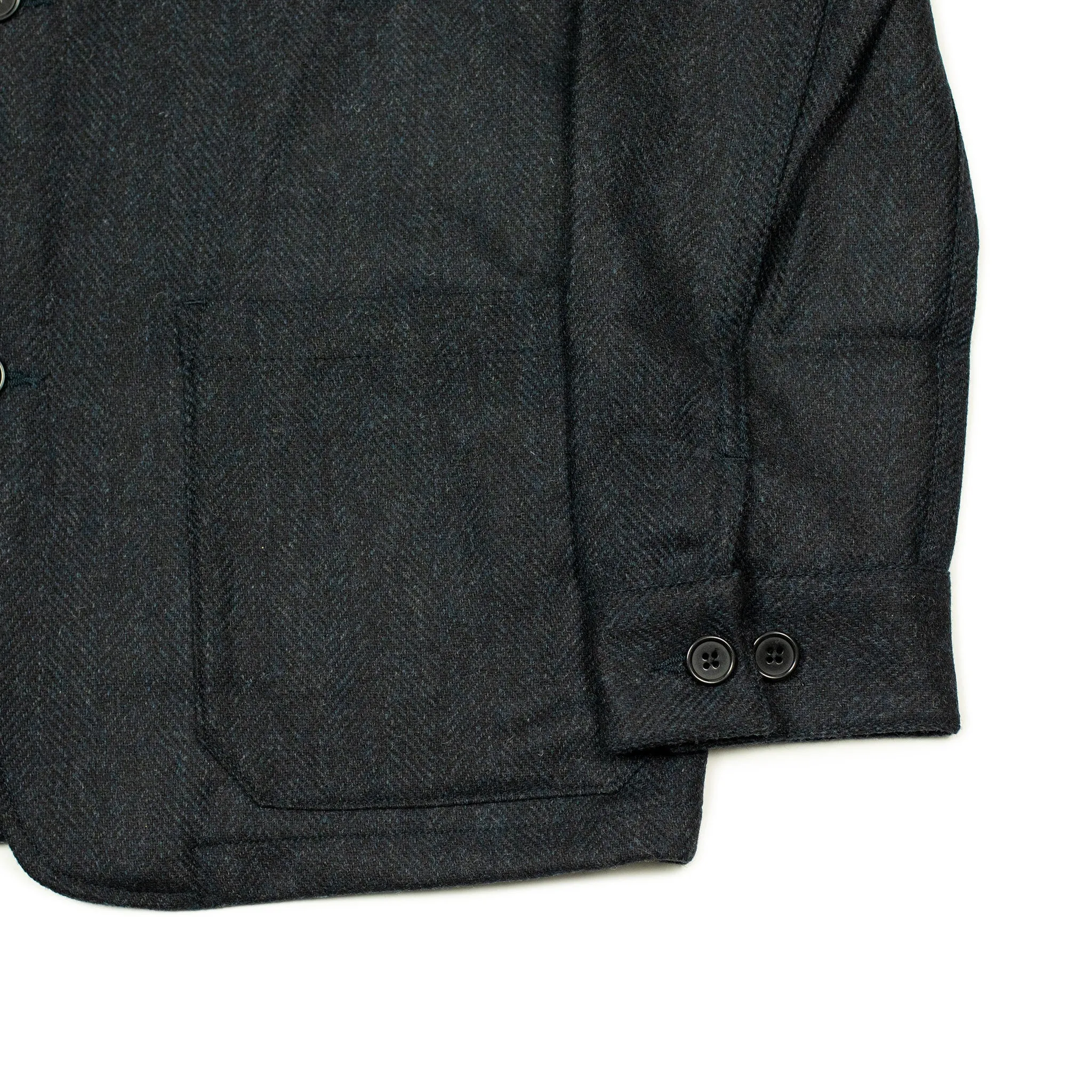 Labura chore coat  in navy herringbone brushed wool