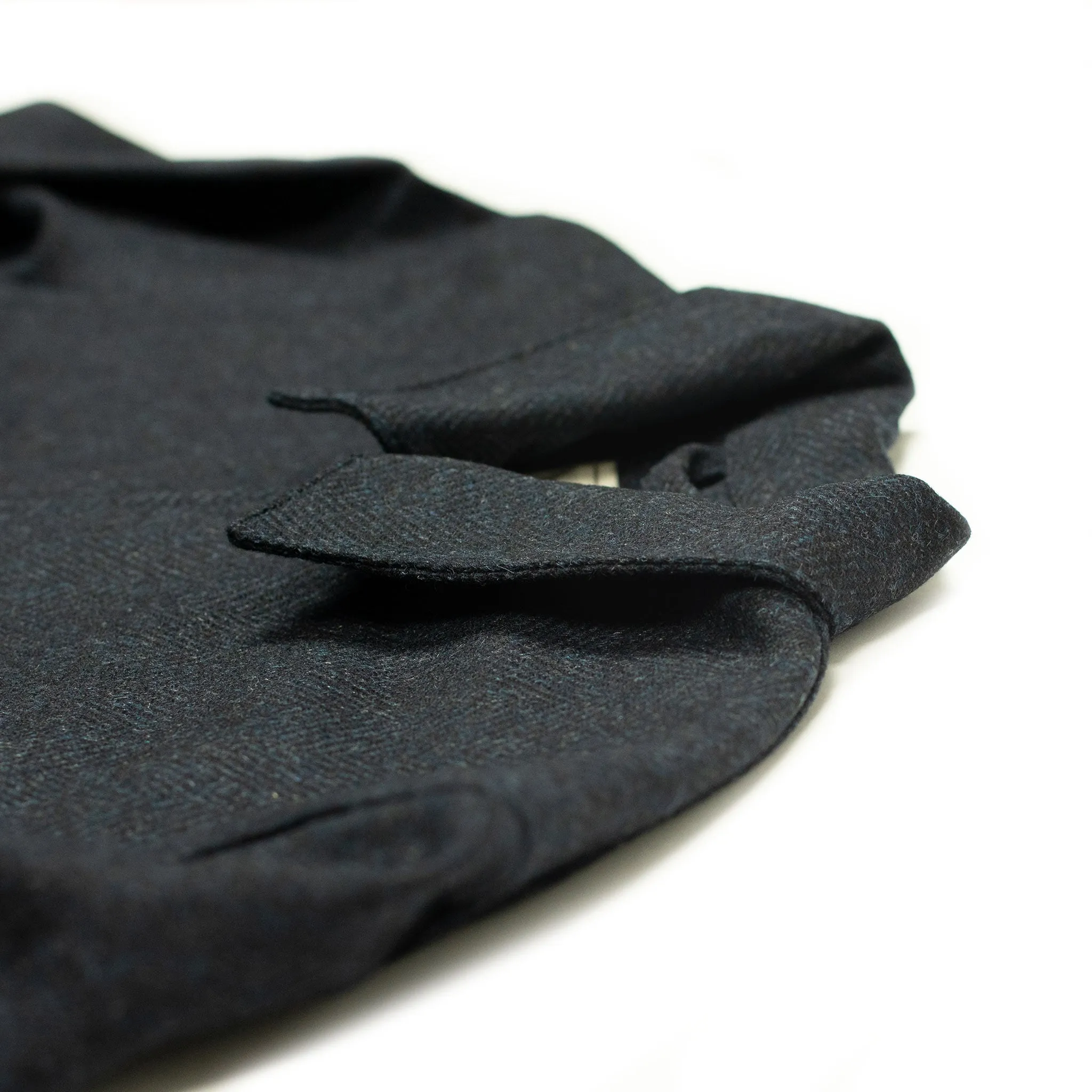 Labura chore coat  in navy herringbone brushed wool