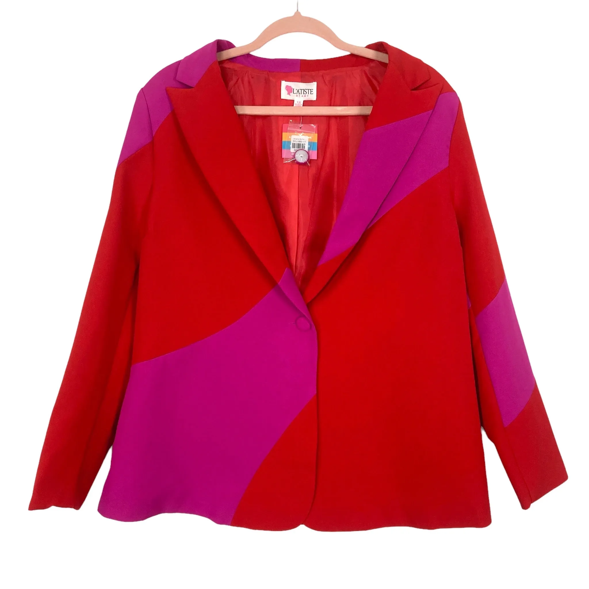 L'ATISTE Red and Pink Blazer Jacket NWT- Size 1X (we have matching pants)