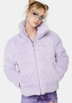 Lavender Marina Faux Fur Puffer Jacket