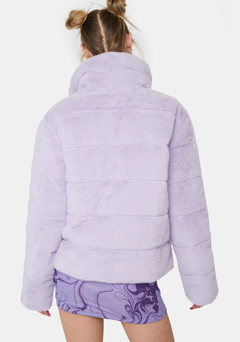 Lavender Marina Faux Fur Puffer Jacket