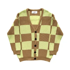 LMH Checkerboard Knit Cardigan - Cork & Yellow