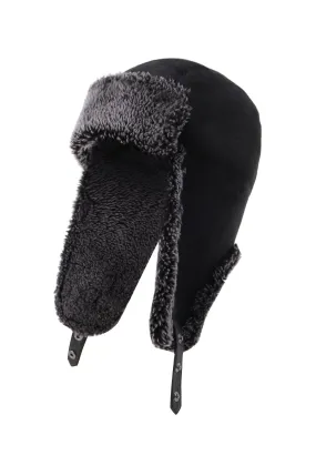 Logan Unisex Shearling Aviator Winter Hat - Black