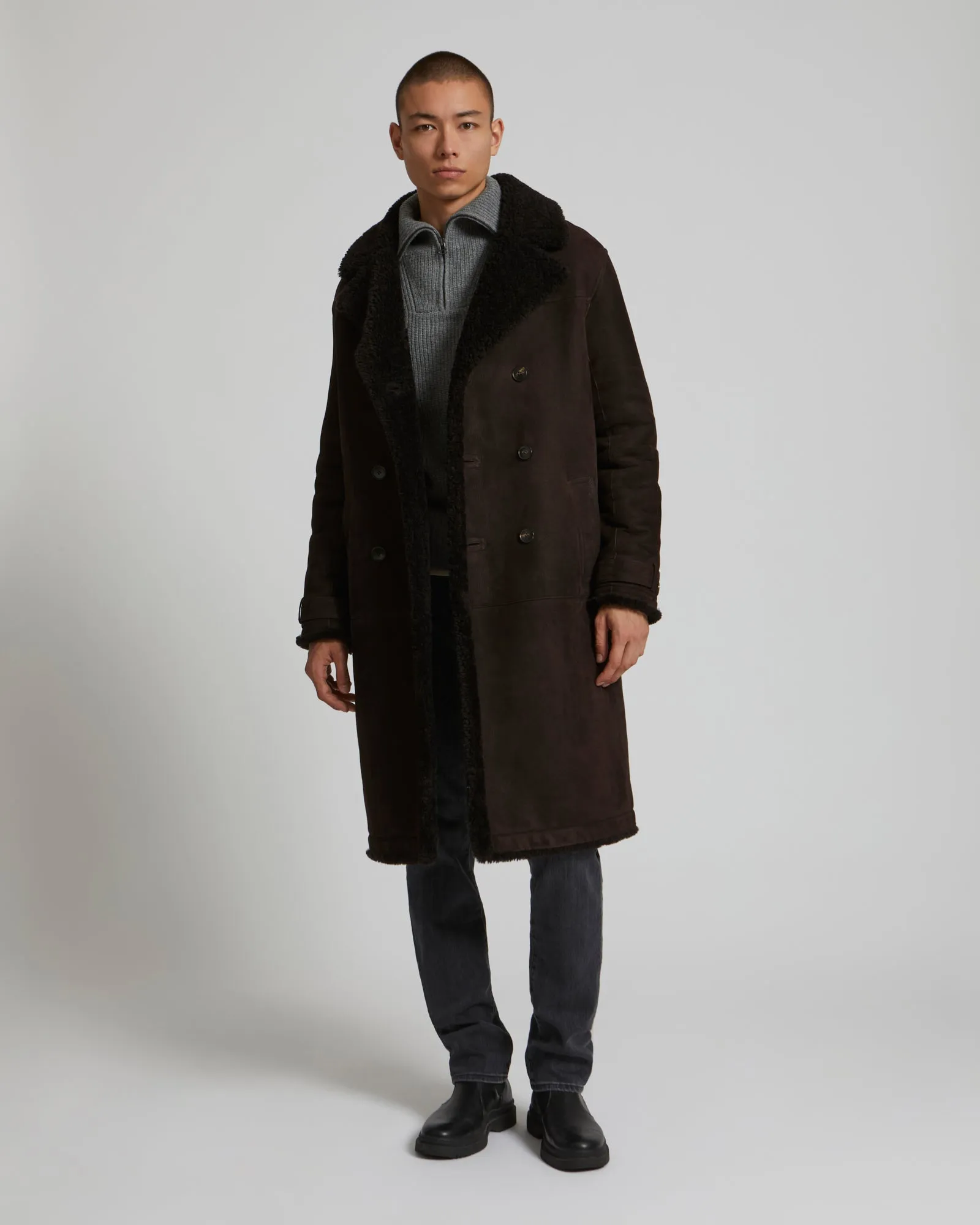 Long shearling jacket