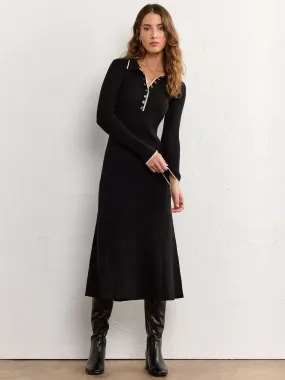 Long-Sleeve Collared Rib Knit Dress - Aaron & Amber