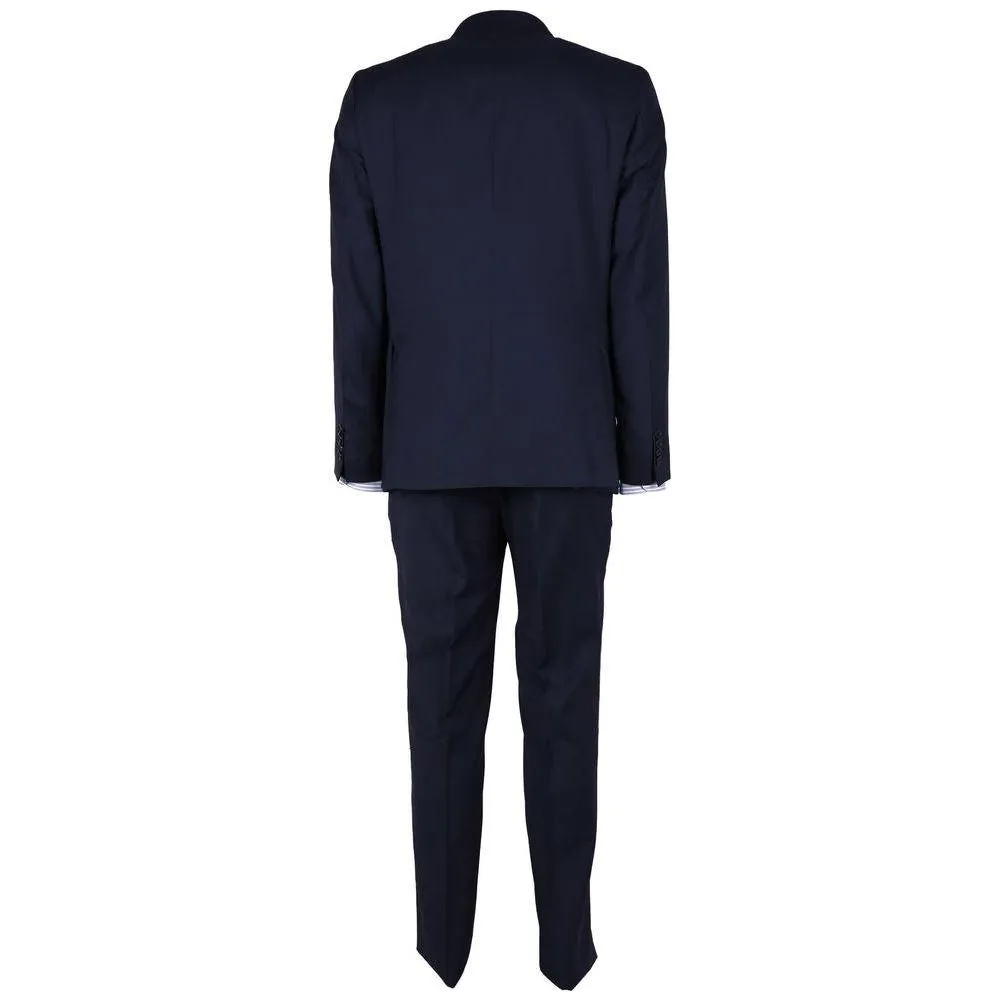 Made in Italy Blue Virgin Wool Mens Suit