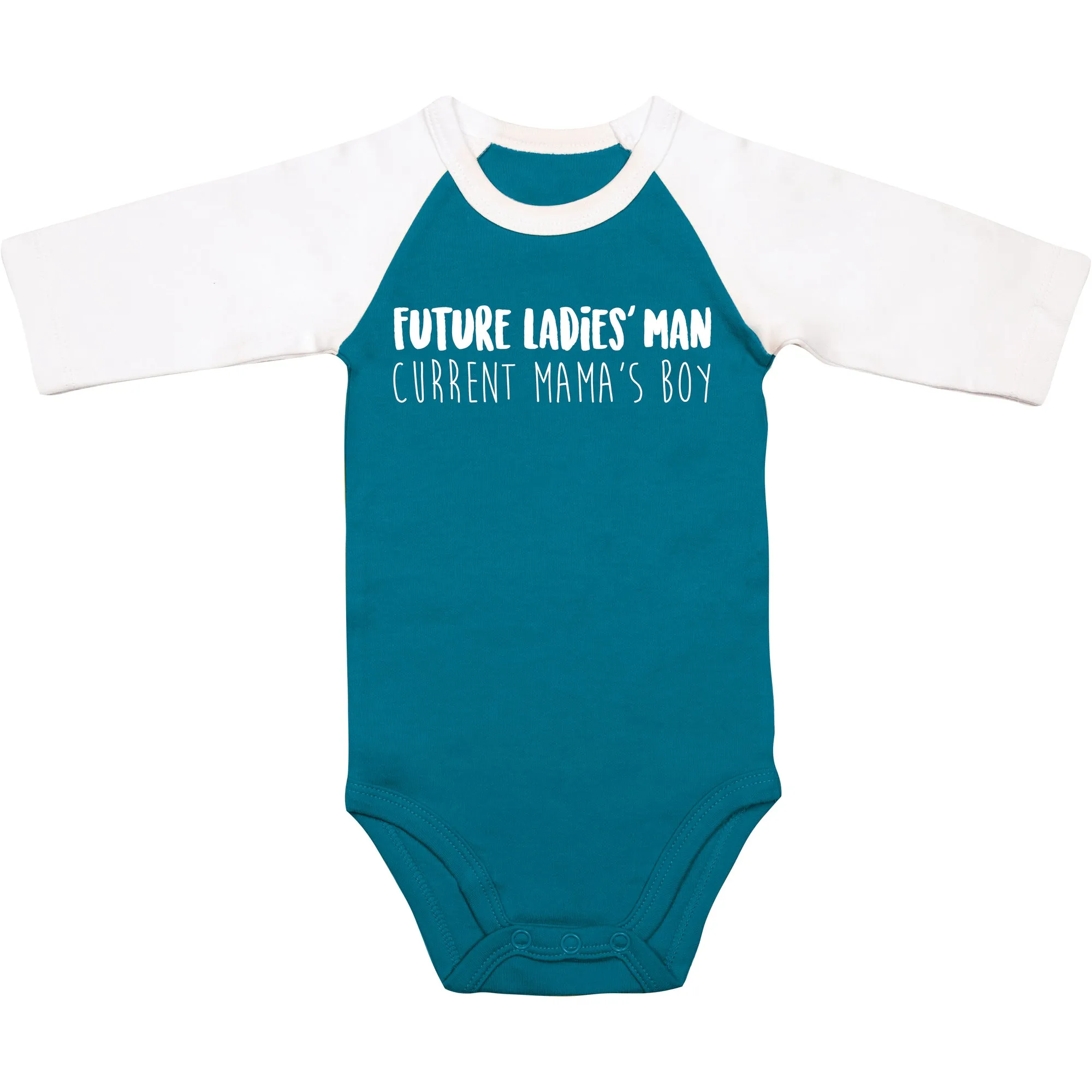 Mama's Boy 3/4 Length Sleeve Prussian Blue Onesie