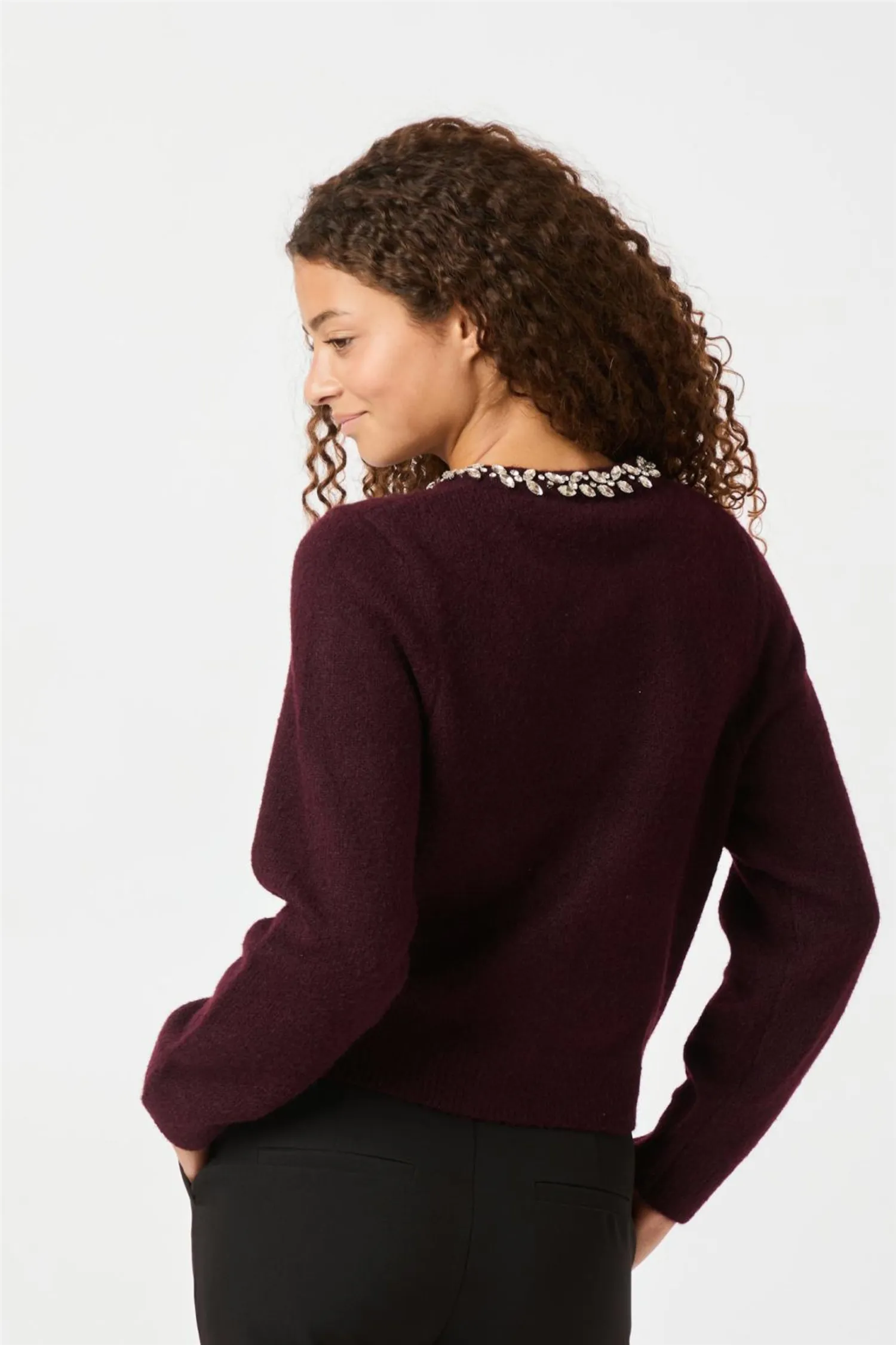 Marie Stone Knit Cardigan Wine