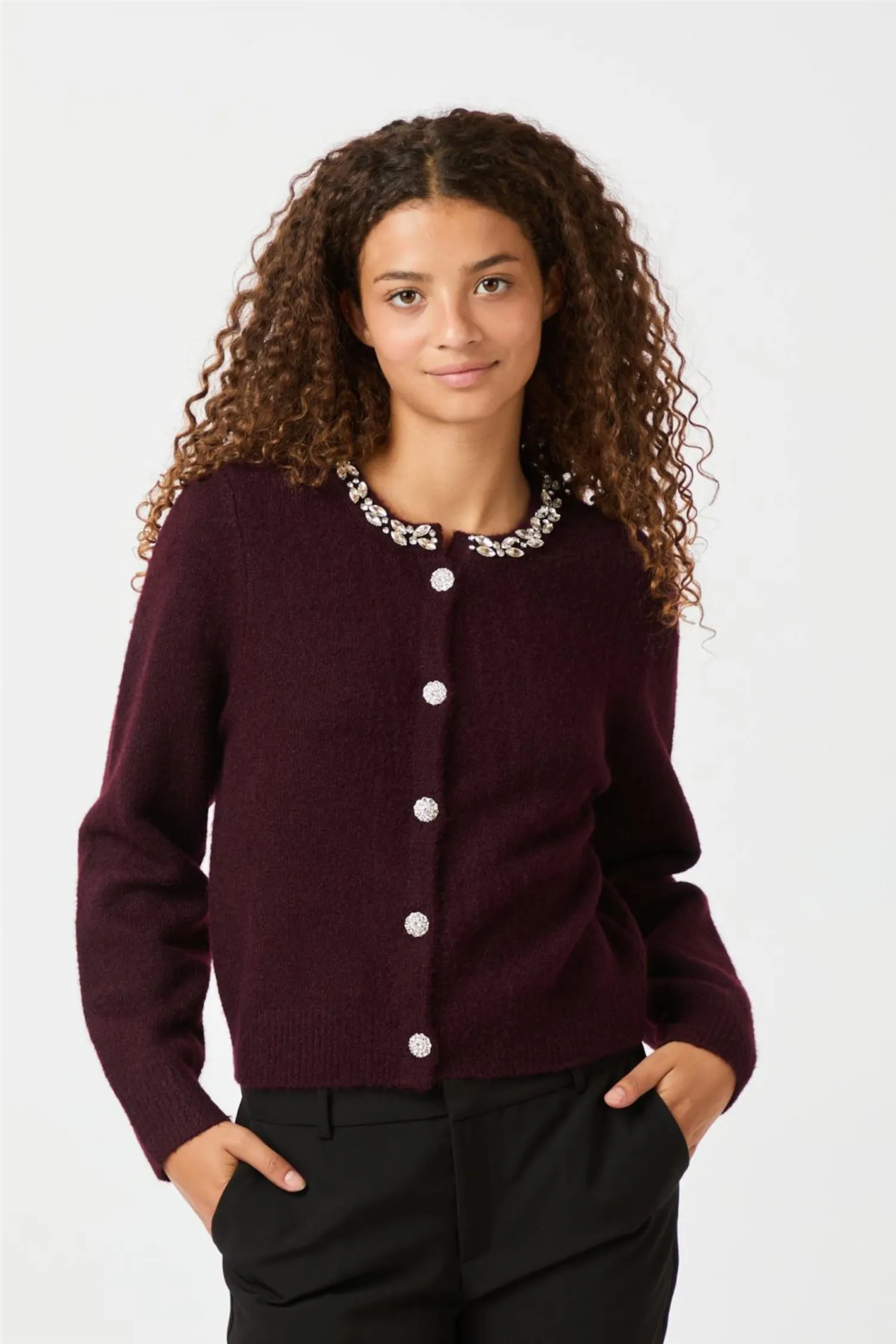 Marie Stone Knit Cardigan Wine