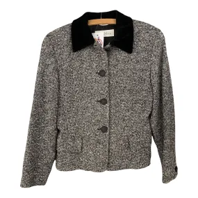 Max Mara Charcoal Grey Tweed Jacket with Velvet Collar UK Size 8