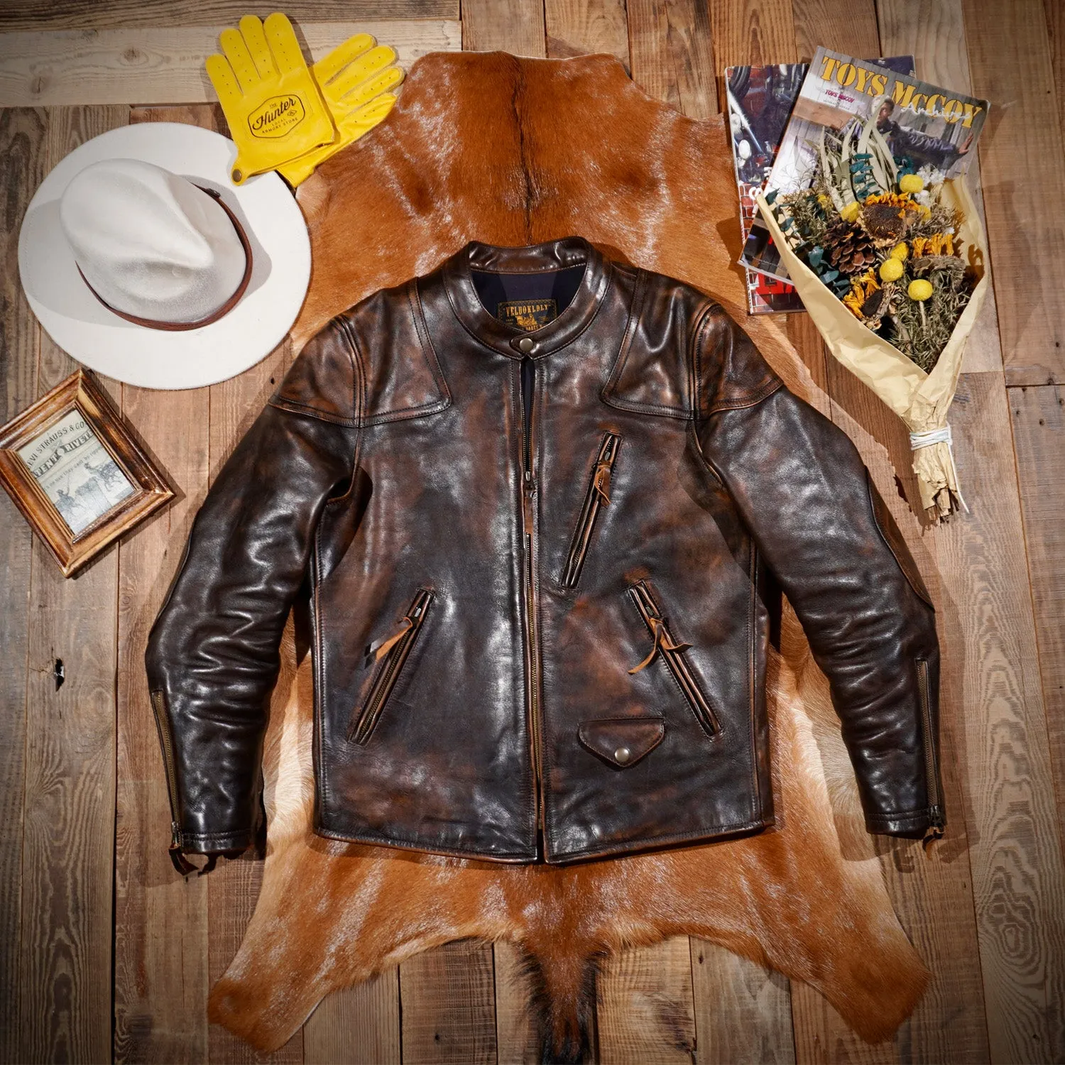 Men's Distressed Biker Leather Jacket