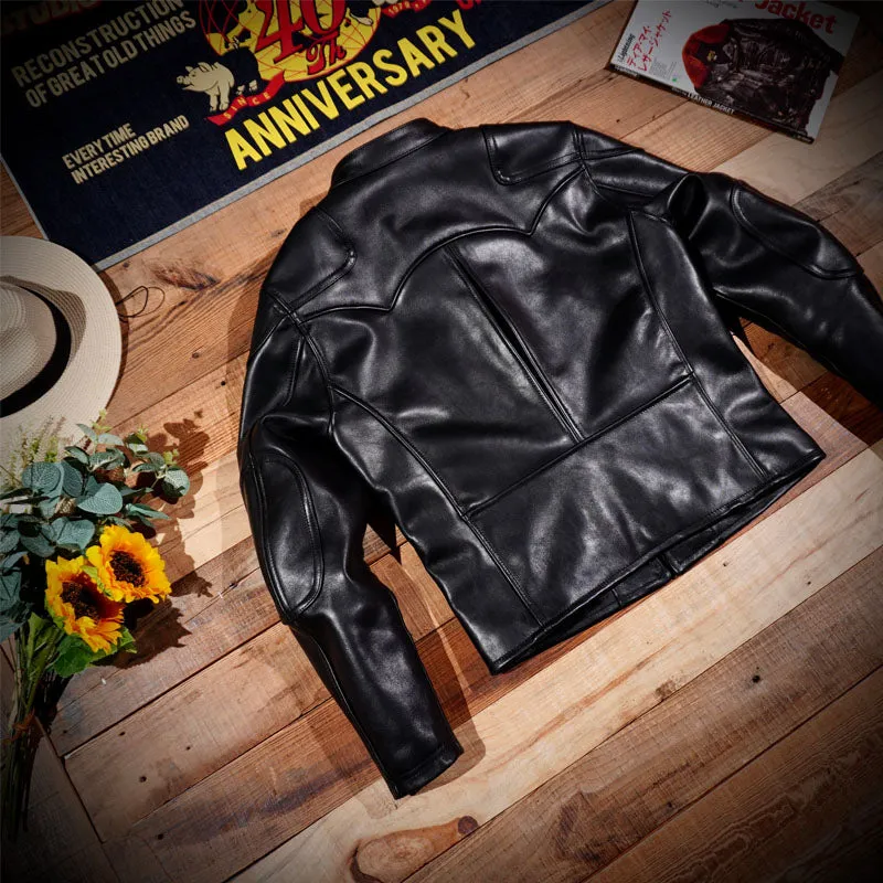 Men's Distressed Biker Leather Jacket