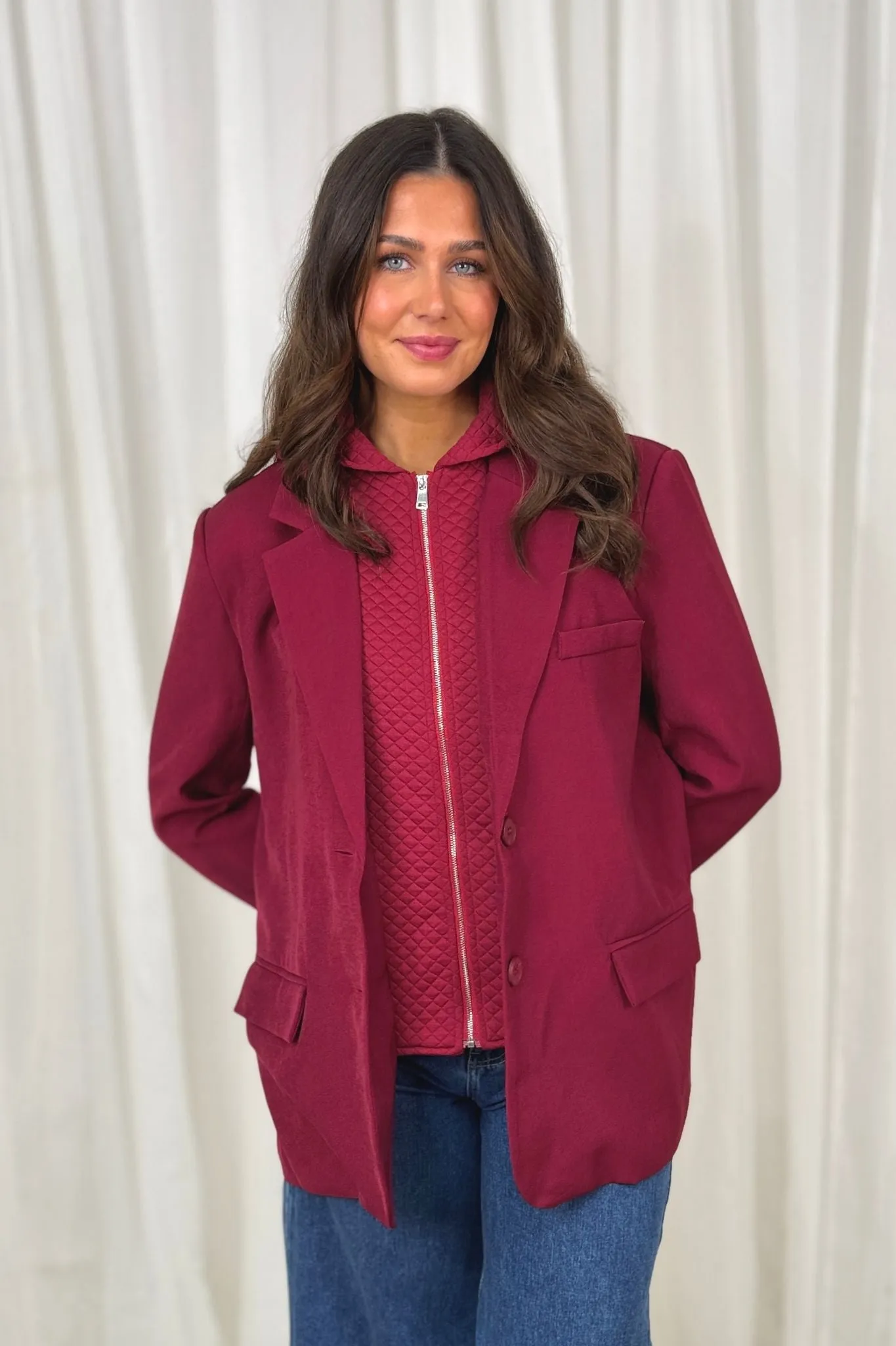 Millie Layered Blazer In Wine