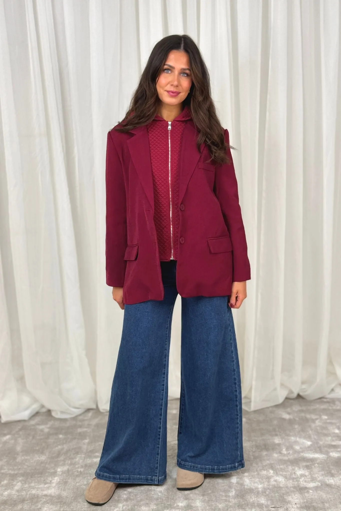 Millie Layered Blazer In Wine