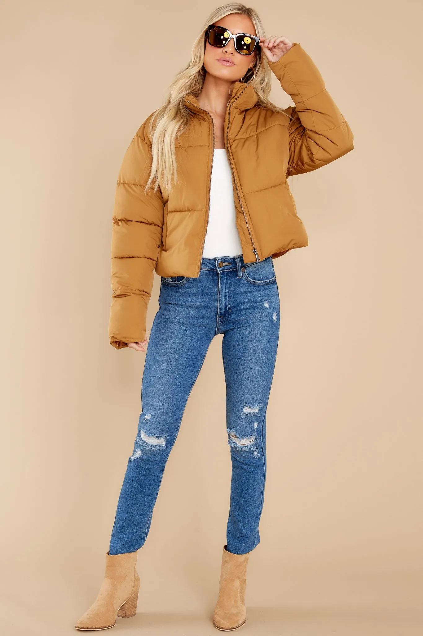 Morning Walks Camel Puffer Jacket