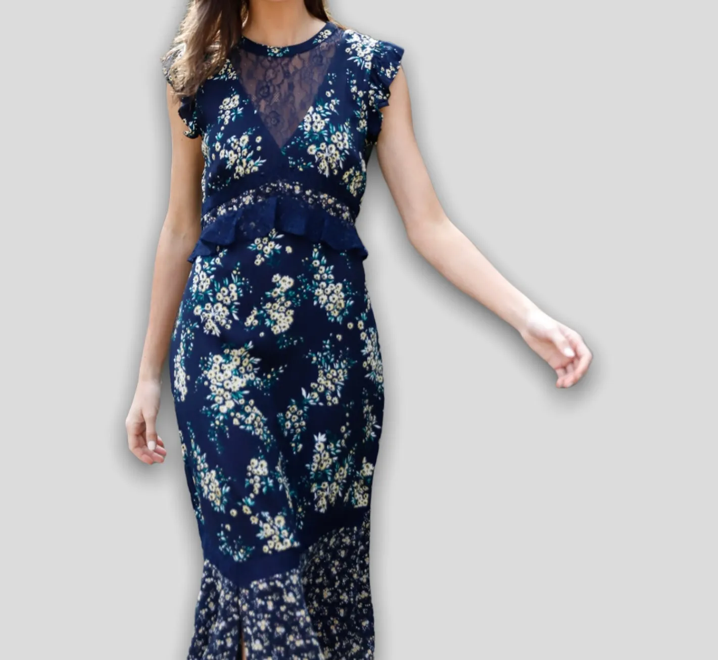 Navy Floral Maxi Dress