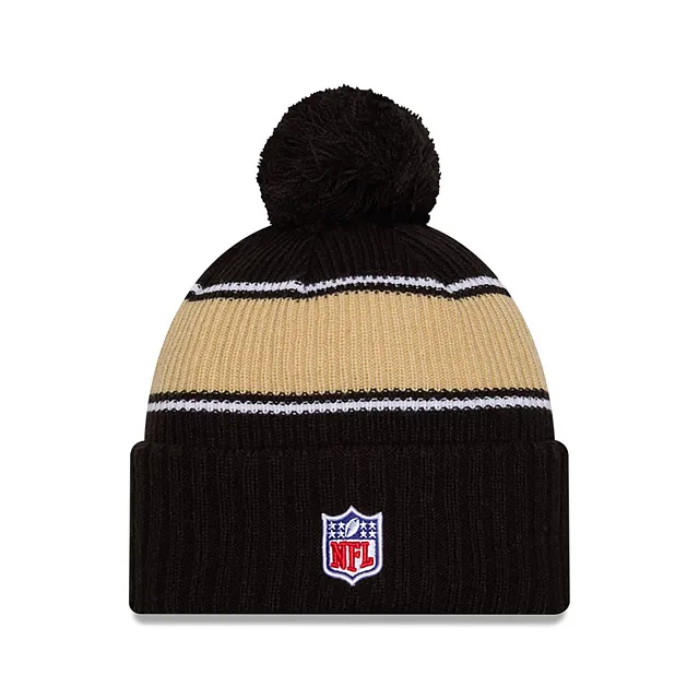 New Orleans Saints NFL New Era Men's Black 2024 Sideline Sport Knit Pom Hat