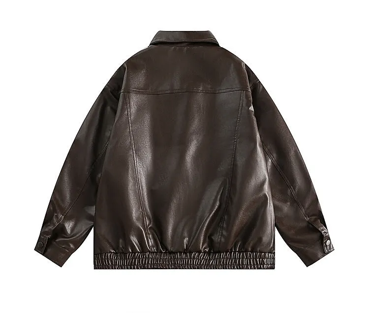 Noir Edge | Oversized PU Leather Jacket